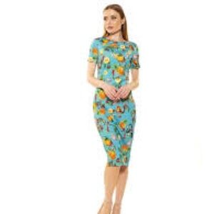 New York & Company Vibrant Fruit Print Midi Dress